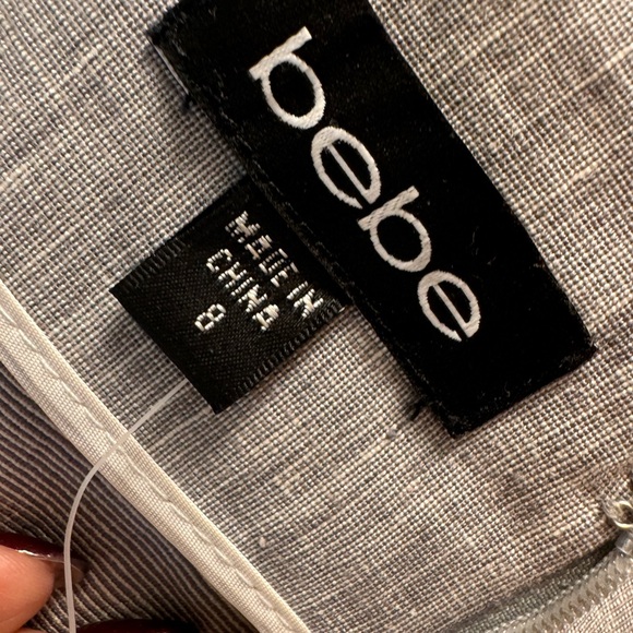 NWT-Bebe Linen Gray Pencil Skirt Sz 8 - Picture 4 of 8